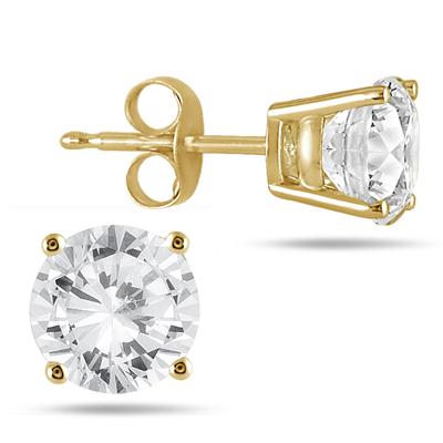 1/4 Carat TW Round Solitaire Diamond Stud Earrings in 14k Yellow Gold