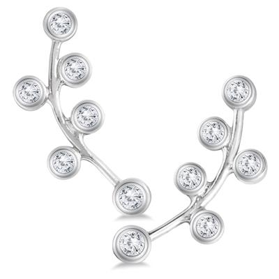 1/4 CTW Genuine Diamond Bubble Climbing Earrings in 14K White Gold 