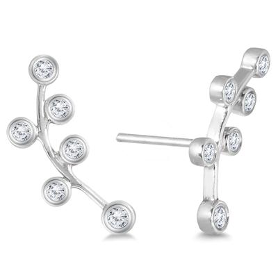 1/4 CTW Genuine Diamond Bubble Climbing Earrings in 14K White Gold