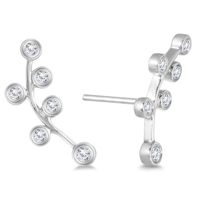 1/4 CTW Genuine Diamond Bubble Climbing Earrings in 14K White Gold 