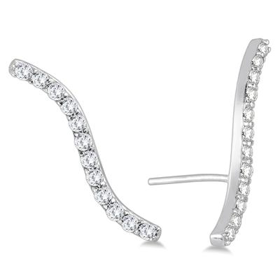 1/2 CTW Genuine Diamond S-Shaped Climber Earrings in 14K White Gold 