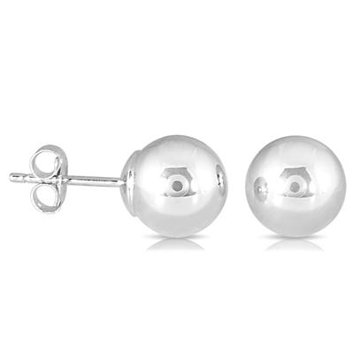 10K White Gold 7mm Ball Stud Earrings
