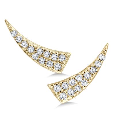 1/4 CTW Bold Genuine Diamond Climber Earrings in 14K Yellow Gold