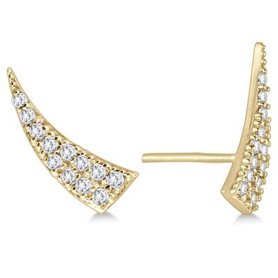 1/4 CTW Bold Genuine Diamond Climber Earrings in 14K Yellow Gold