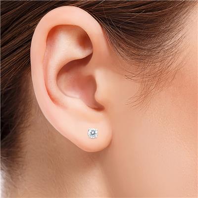 1 Carat TW Round Diamond Solitaire Stud Earrings in 14K White Gold