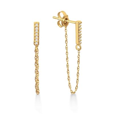 1/10 Carat TW Diamond Bar and Chain Earrings in 10K Yellow Gold