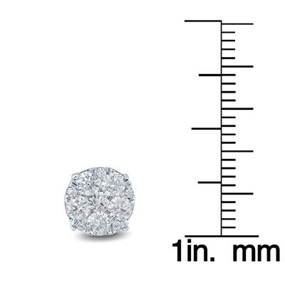 1 Carat TW Diamond Cluster Earrings in 10K White Gold