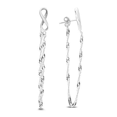 Infinity Chain Drop Earrings in .925 Sterling Silver