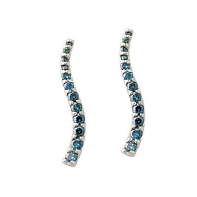 1.00CTW Blue Diamond Earrings Set in 14K White Gold