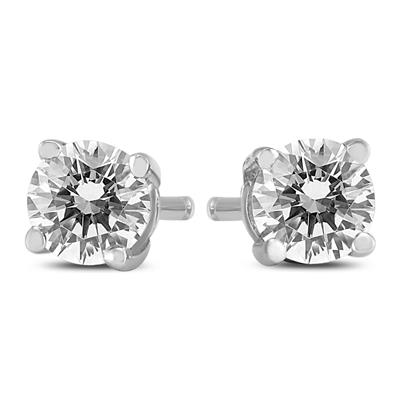 1/2 Carat TW Round Diamond Solitaire Stud Earrings In 14k White Gold
