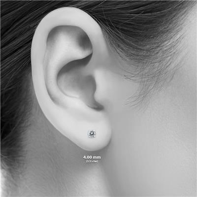 1/2 Carat TW Round Diamond Solitaire Stud Earrings In 14k White Gold