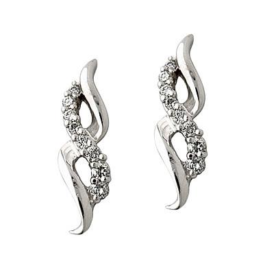 Diamond Ribbon Earrings in 14kt White Gold