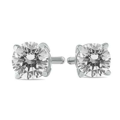 1/3 Carat TW Round Diamond Solitaire Stud Earrings In 14k White Gold
