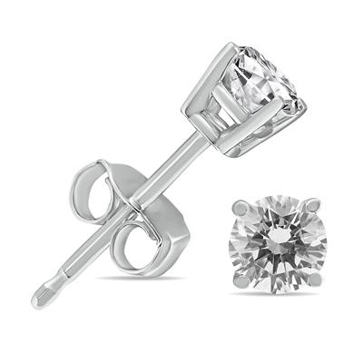 1/3 Carat TW Round Diamond Solitaire Stud Earrings In 14k White Gold
