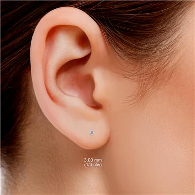 1/3 Carat TW Round Diamond Solitaire Stud Earrings In 14k White Gold