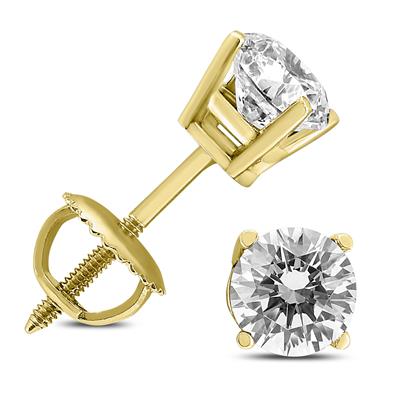 1/2 Carat TW Diamond Studs Screw Back Earrings in 14K Yellow Gold ...