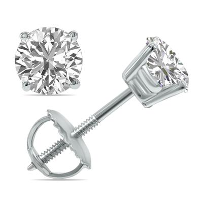 Certified 1.25 Carat TW Lab Grown Diamond Solitaire Earrings in 14K White Gold (F-G Color, VS1-VS2 Clarity)