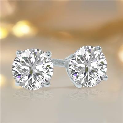 Certified 1.25 Carat TW Lab Grown Diamond Solitaire Earrings in 14K White Gold (F-G Color, VS1-VS2 Clarity)