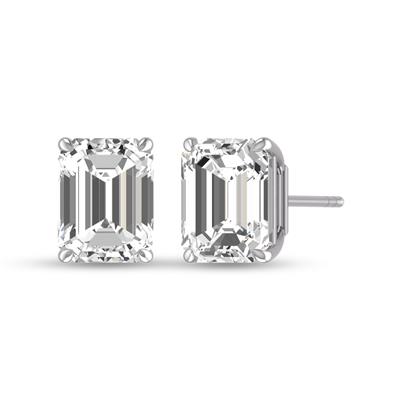 Lab Grown 1/2 Carat Emerald Cut Solitaire Diamond Earrings in 14K White Gold