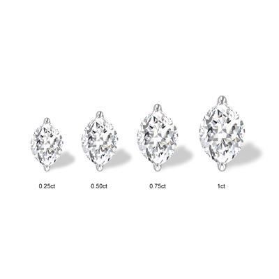 Lab Grown 1/2 Carat Marquise Solitaire Diamond Earrings in 14K White Gold