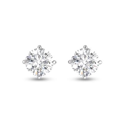 Lab Grown 1/2 Carat Round Solitaire Diamond Earrings in 14K White Gold