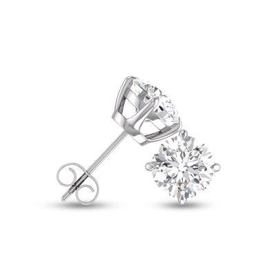 Lab Grown 1/2 Carat Round Solitaire Diamond Earrings in 14K White Gold
