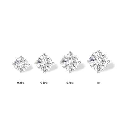 Lab Grown 1/2 Carat Round Solitaire Diamond Earrings in 14K White Gold