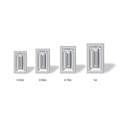 Lab Grown 1/2 Carat Baguette Bezel Set Diamond Solitaire Earrings in 14K White Gold