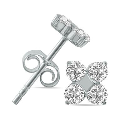 1/2 CTW Lab Grown Diamond Snowflake Earrings in 10K White Gold (F-G Color, VS1- VS2 Clarity)