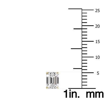 Lab Grown 1 Carat Emerald Cut Solitaire Diamond Earrings in 14K Yellow Gold