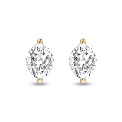 Lab Grown 3/4 Carat Marquise Solitaire Diamond Earrings in 14K Yellow Gold