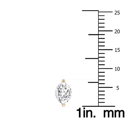 Lab Grown 1 Carat Marquise Solitaire Diamond Earrings in 14K Yellow Gold