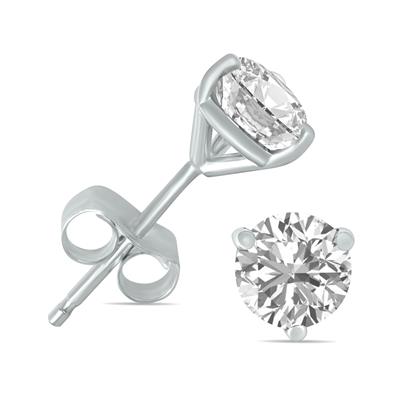 1/3 Carat TW Lab Grown Diamond Martini Set Round Earrings in 14K White Gold