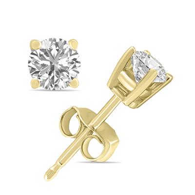 1/4 Carat TW Lab Grown Diamond Round Solitaire Stud Earrings in 14K Yellow Gold