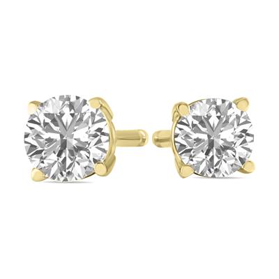 1/4 Carat TW Lab Grown Diamond Round Solitaire Stud Earrings in 14K Yellow Gold