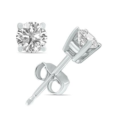 1/3 Carat TW Lab Grown Diamond Round Solitaire Stud Earrings in 14K White Gold