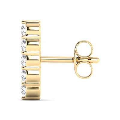 3/8 CTW Seven Stone Natual Diamond Climber Earrings in 14K Yellow Gold