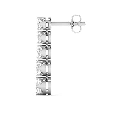 7/8 CTW Five Stone Diamond Dangle Earrings in 14K White Gold