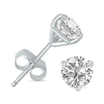 3 Carat TW Lab Grown Diamond Martini Set Round Earrings in 14K White Gold