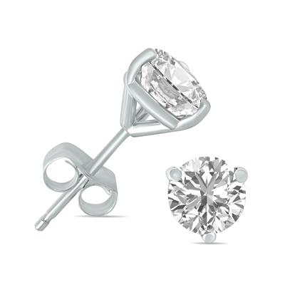 3 Carat TW Lab Grown Diamond Martini Set Round Earrings in 14K White Gold