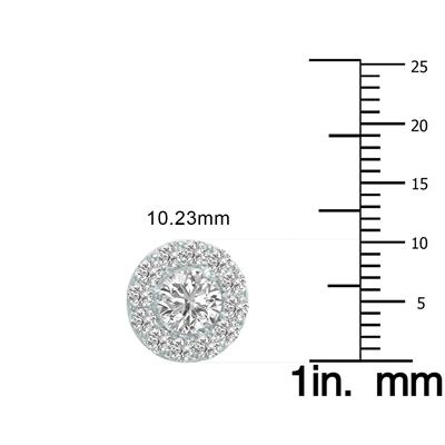 2 Carat TW Round Cut Lab Grown Diamond Halo Earrings in 14K White Gold