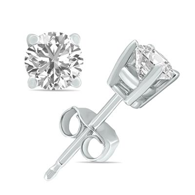 6 Carat TW Lab Grown Diamond Round Solitaire Stud Earrings in 14K White Gold