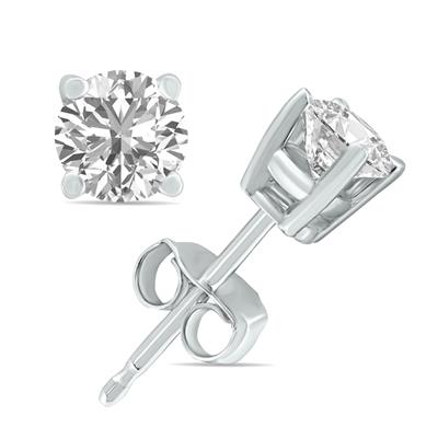 7 Carat TW Lab Grown Diamond Round Solitaire Stud Earrings in 14K White Gold