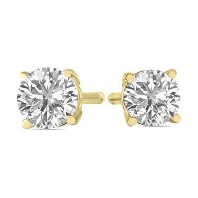 7 Carat TW Lab Grown Diamond Round Solitaire Stud Earrings in 14K Yellow Gold