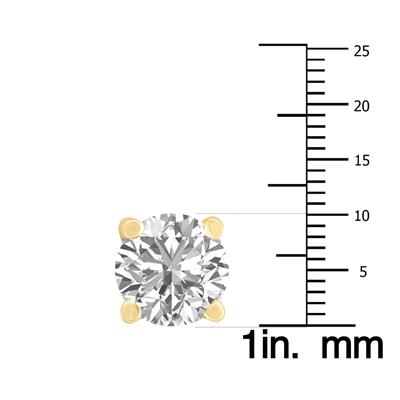 7 Carat TW Lab Grown Diamond Round Solitaire Stud Earrings in 14K Yellow Gold