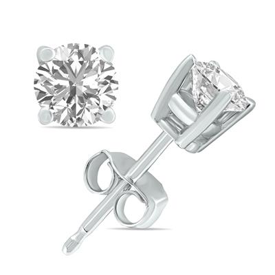 8 Carat TW Lab Grown Diamond Round Solitaire Stud Earrings in 14K White Gold