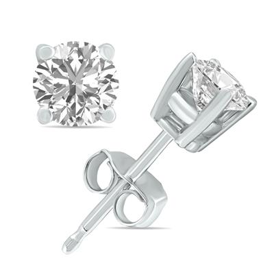 10 Carat TW Lab Grown Diamond Round Solitaire Stud Earrings in 14K White Gold