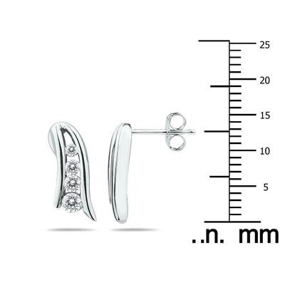 1/4 CTW Genuine Diamond Waterfall Drop Earrings in 14K White Gold