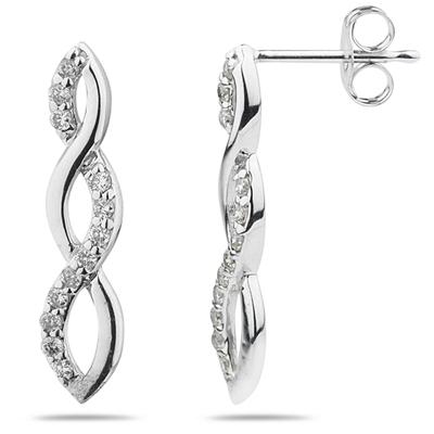 Diamond Twist Earrings in 14K White Gold