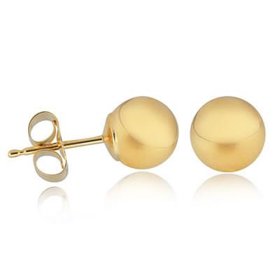 6mm Round Stud Earrings in 14K Yellow Gold